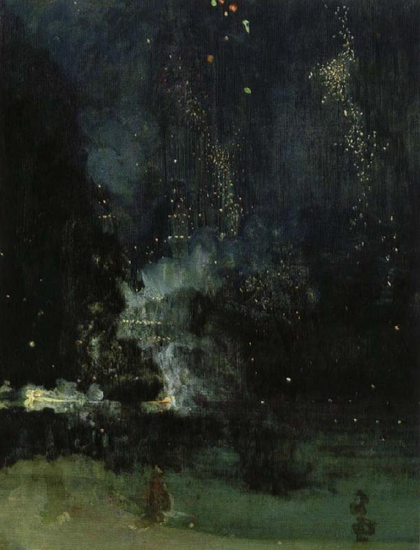 James Abbott Mcneill Whistler nocturne i svart och guld den fallande raketen oil painting image